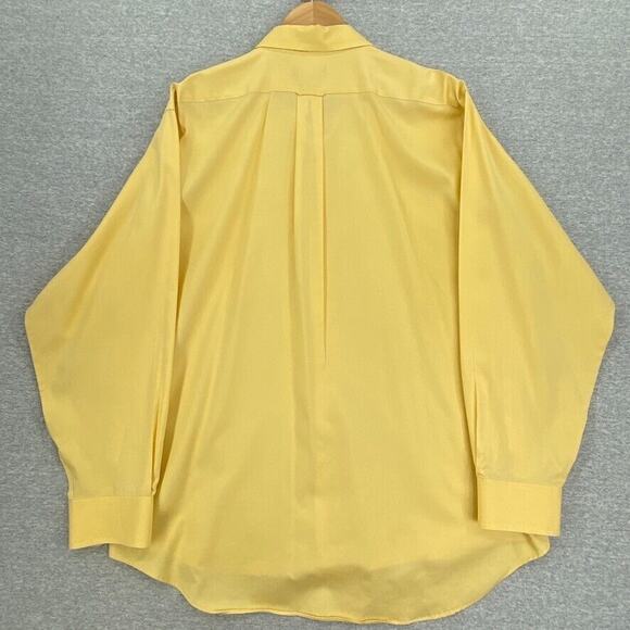 IZOD Shirt Mens 17.5 Yellow Button Up Long Sleeve Cotton Twill Casual Workwear - Picture 3 of 12